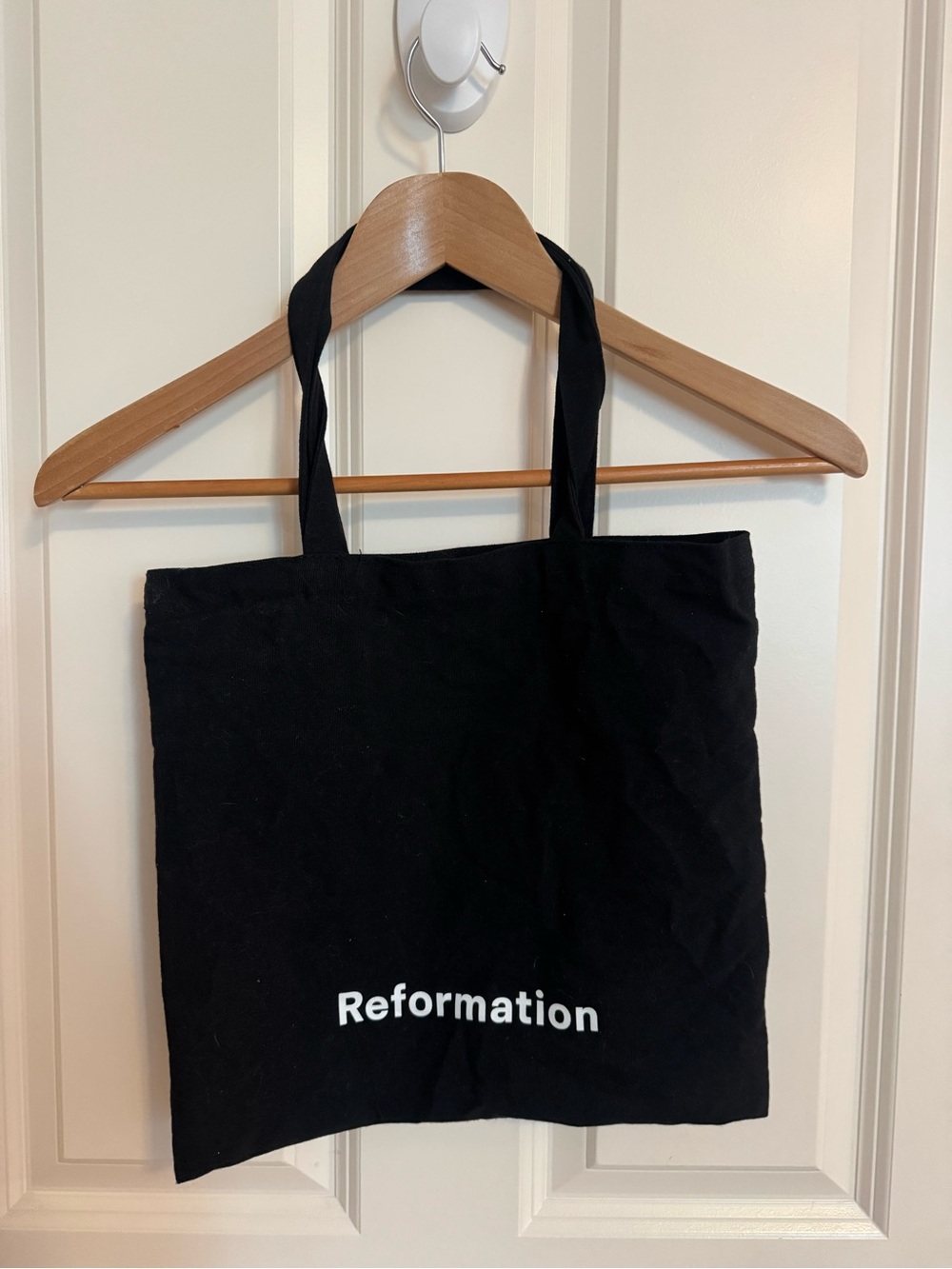 Reformation Black Canvas Tote with White Logo